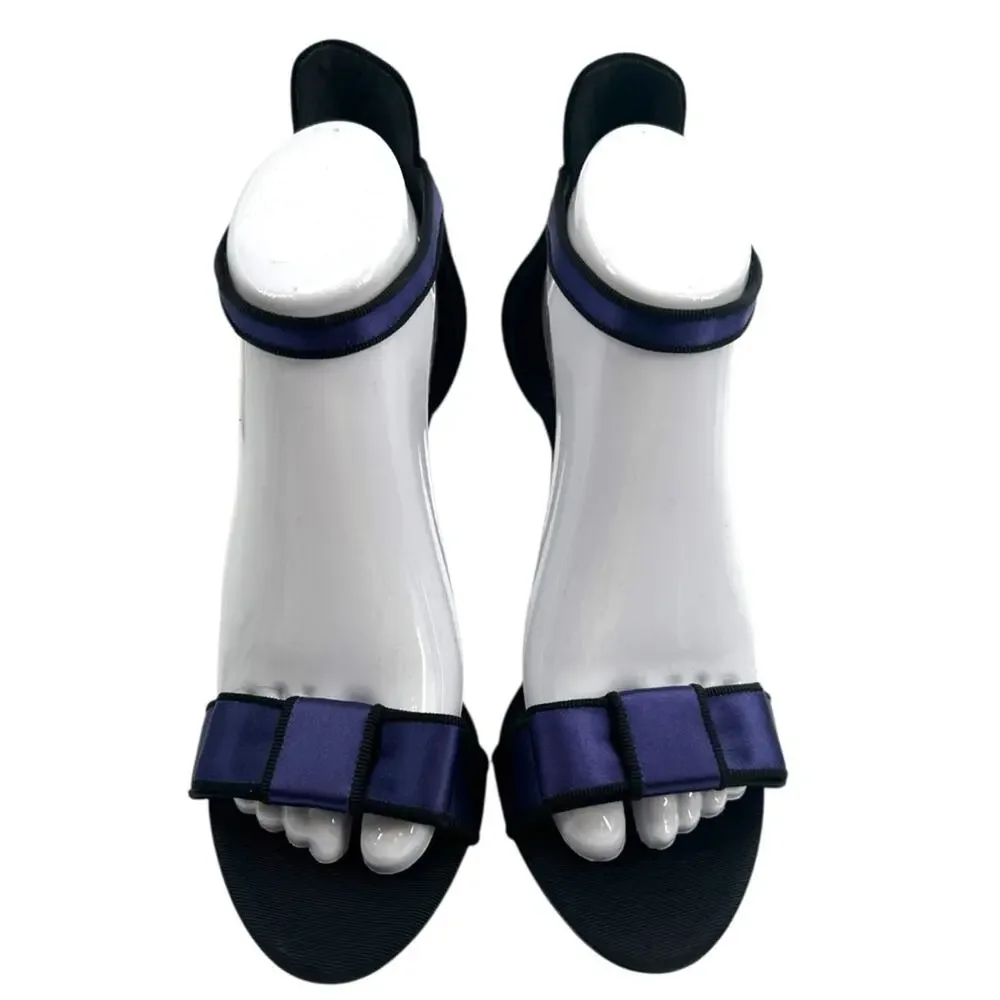 Ralph‎ Lauren Collection Daylen Bow Satin Sandal purple sz